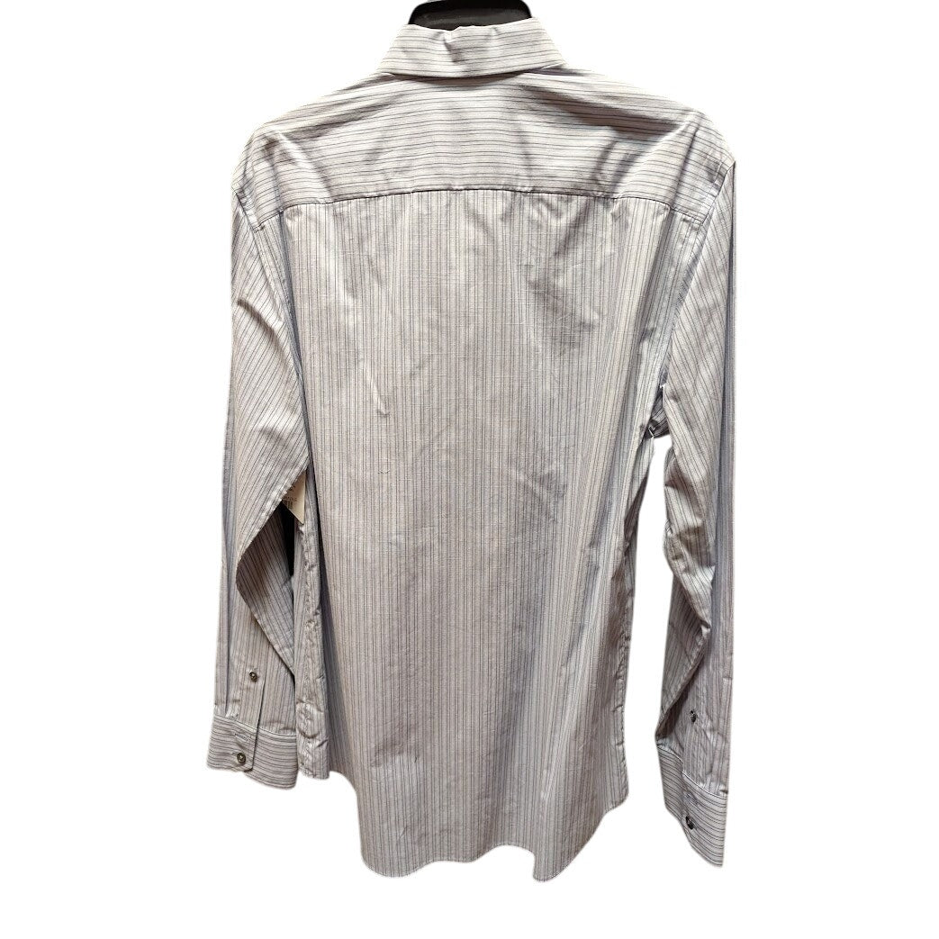 Zachary Prell NEW mens button up striped Dress shirt Size Small Cotton gray blue