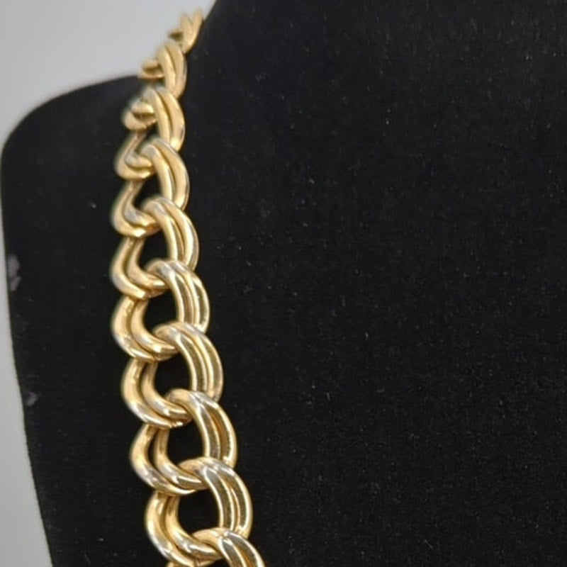 Vintage 1980s Statement Chunky Double Link Gold-Tone Chain Necklace