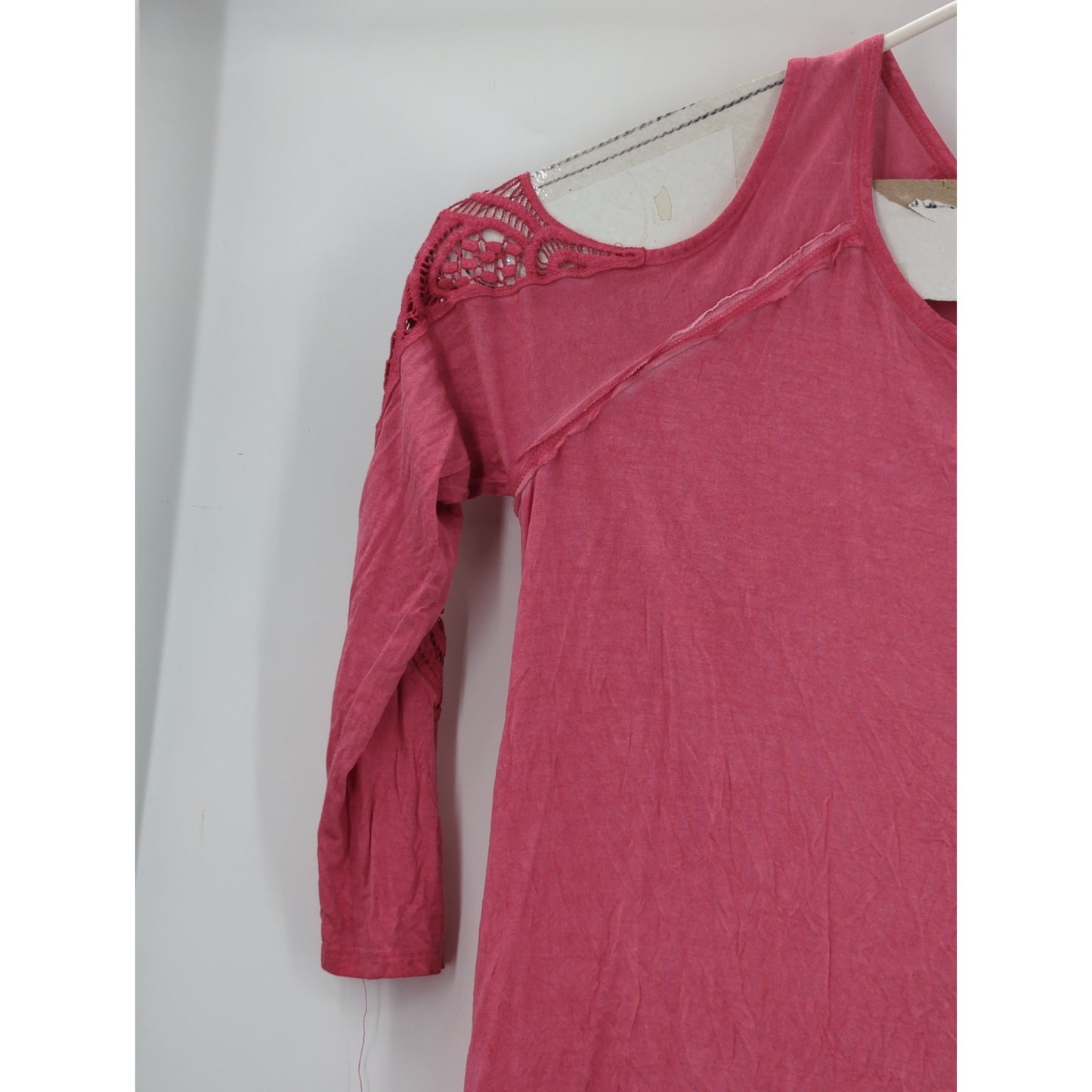 Fourteenth Place Mauve Cold Shoulder Blouse Top with Lace Sleeves 1X Plus