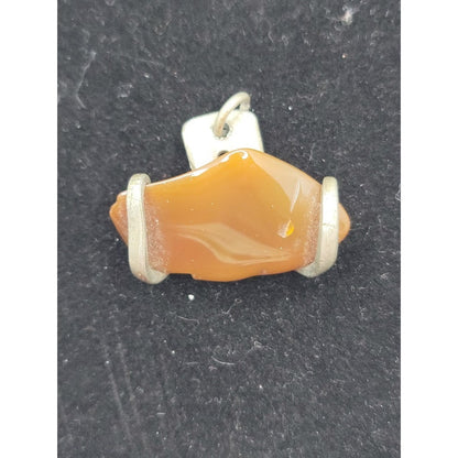 Vintage Artisan Carnelian Agate Slab Pendant Bohemian Raw Stone Earthy Aesthetic
