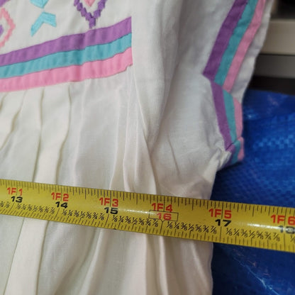 Vintage Bechamel SMALL cotton maxi Summer Embroidered Dress short sleeve