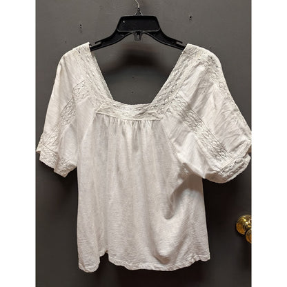 Caslon Size Medium White blouse top lace detail cotton blend square neck NEW