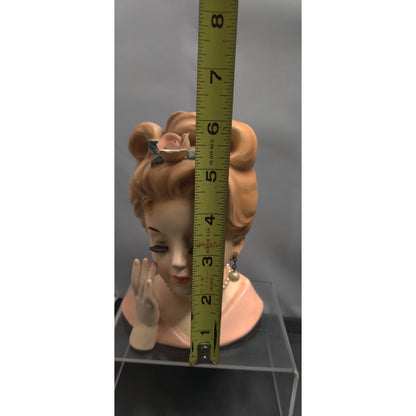 Inarco 1962 E-779 Lady Headvase Planter MCM Kitsch Pink Updo Retro Ceramic Decor