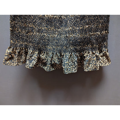 Topshop Gold & Black Smocked Off-the-Shoulder Mini Dress Size 2 NEW Summer