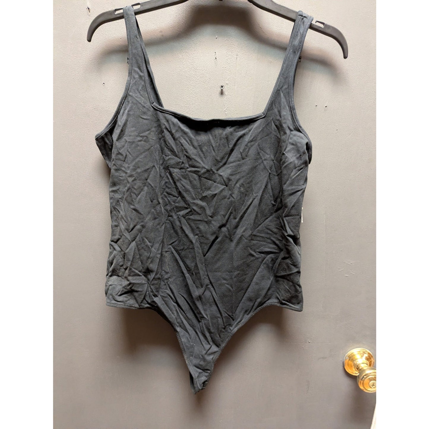 BP. Black Lace Trim Thong Bodysuit XL  NWT Layering Sleeveless Square Neck