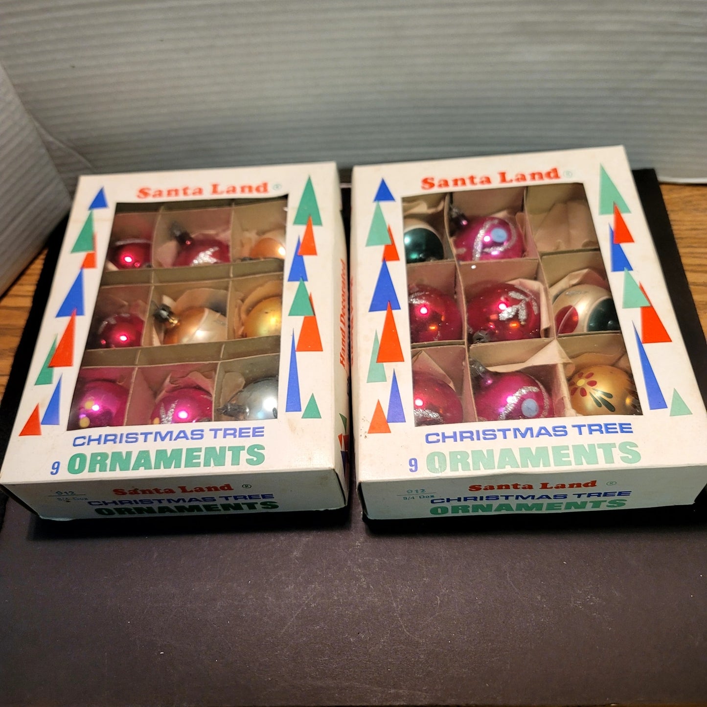 2 boxes (17pcs) Hand Blown Christmas glass ornaments Santa Land Multicolor 2"