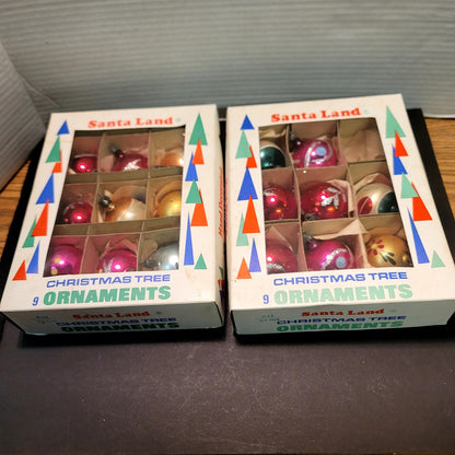 2 boxes (17pcs) Hand Blown Christmas glass ornaments Santa Land Multicolor 2"