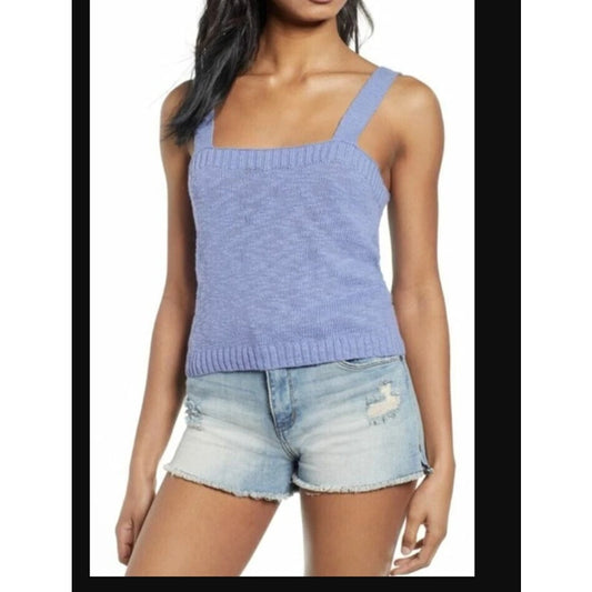 BP Women's Blue Iolite Straight Up Knit Sweater Tank Top Medium New Ribbed
