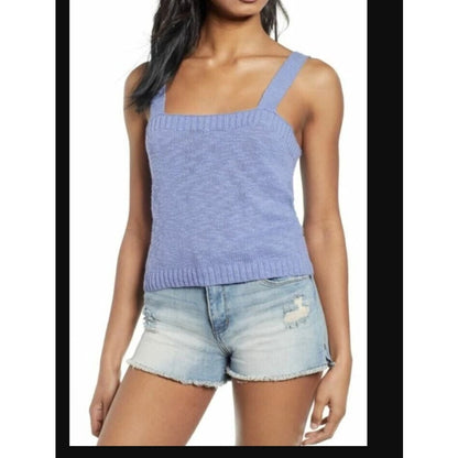 BP Women's Blue Iolite Straight Up Knit Sweater Tank Top Medium New Ribbed