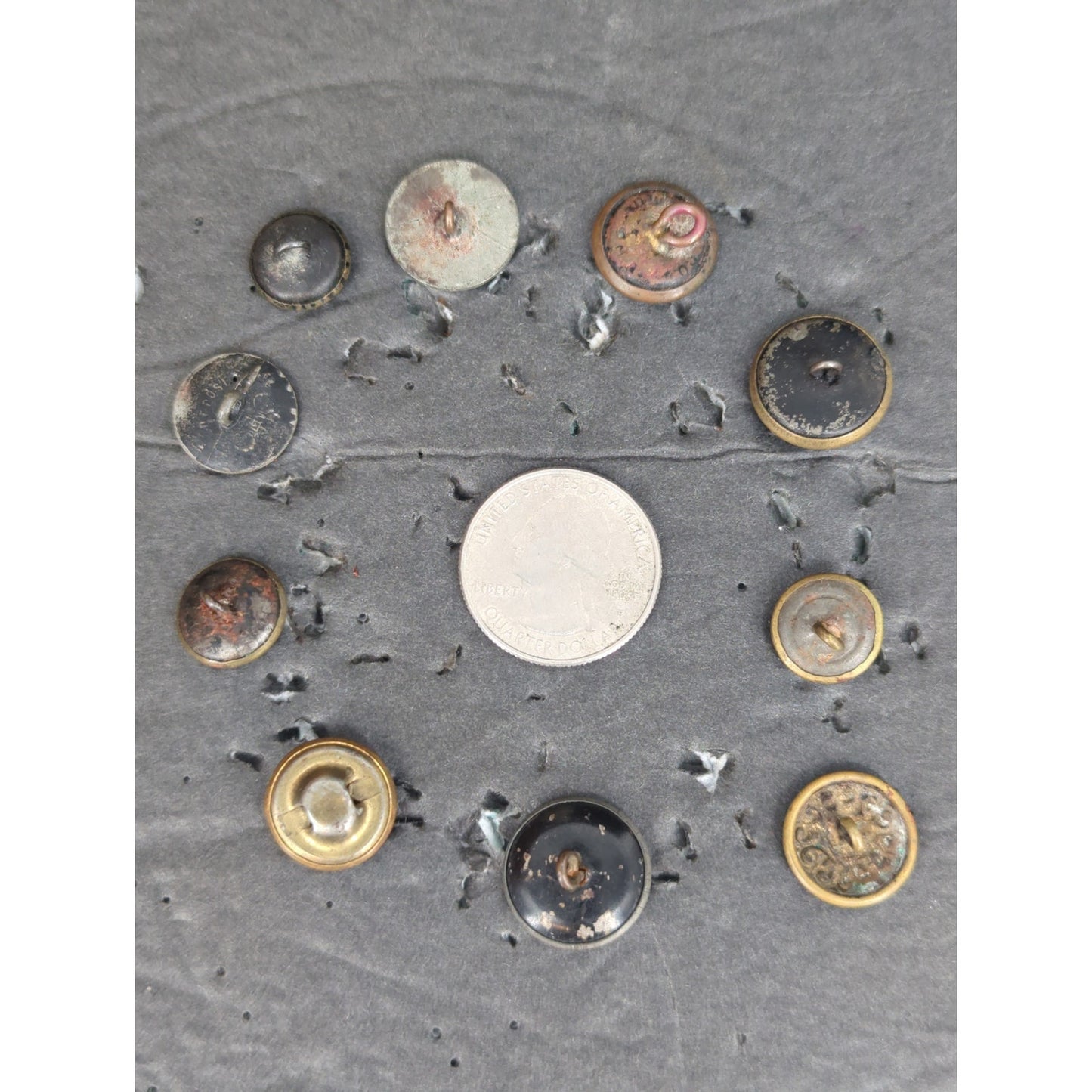 LOT U of 10 Antique Vintage Victorian Brass Mixed Materials Buttons ESTATE FIND