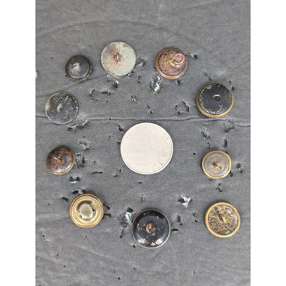 LOT U of 10 Antique Vintage Victorian Brass Mixed Materials Buttons ESTATE FIND