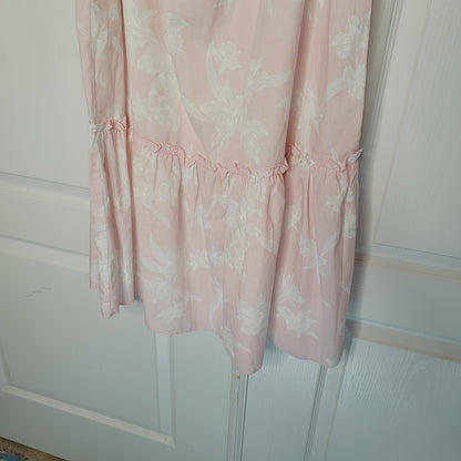 Vintage Pink White Floral Hawaii House Dress Short Sleeve Large/ XL NEED ELASTIC