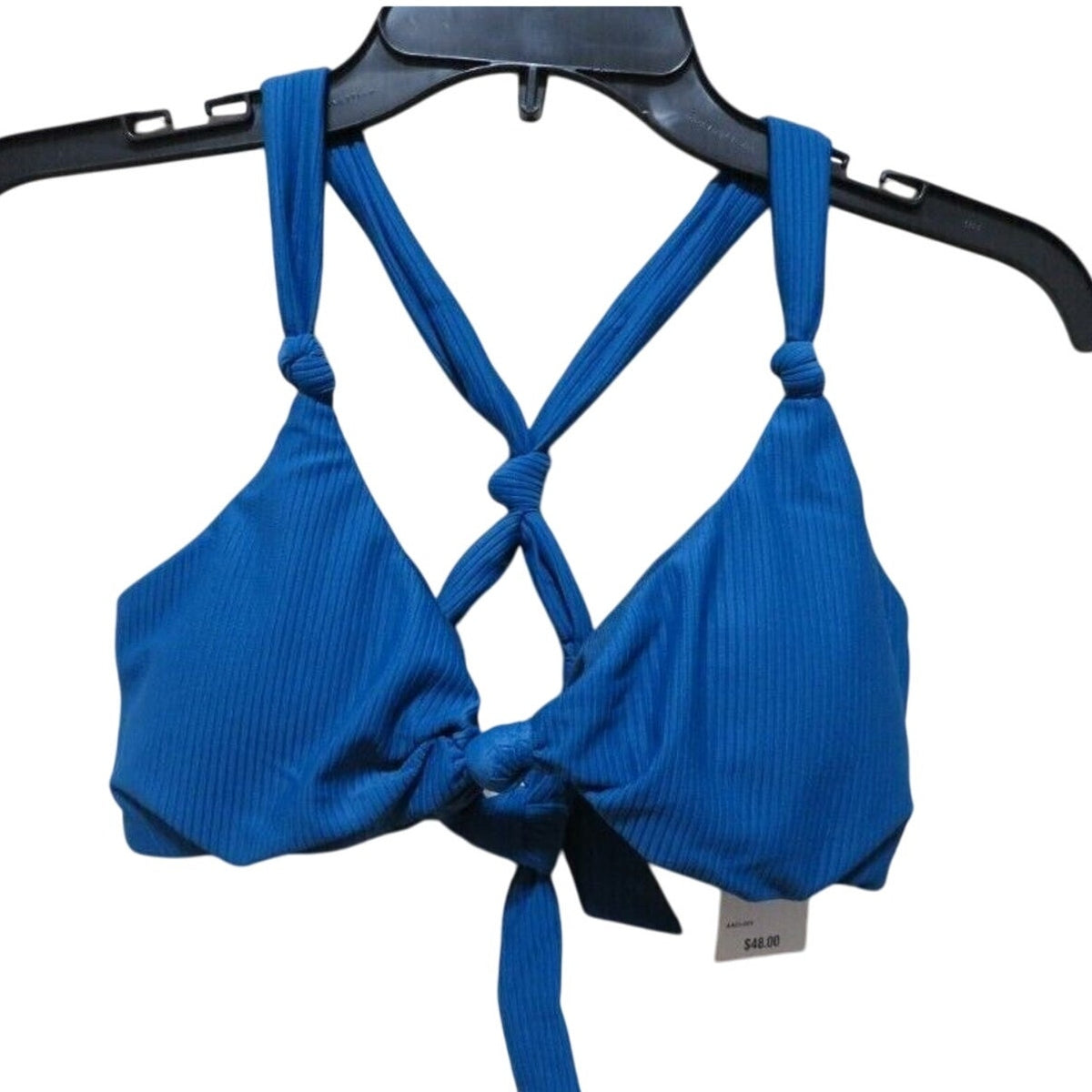 Bar III "Like It Or Knot" Swim Top - Marine Blue - Size MEDIUM swimwear textured