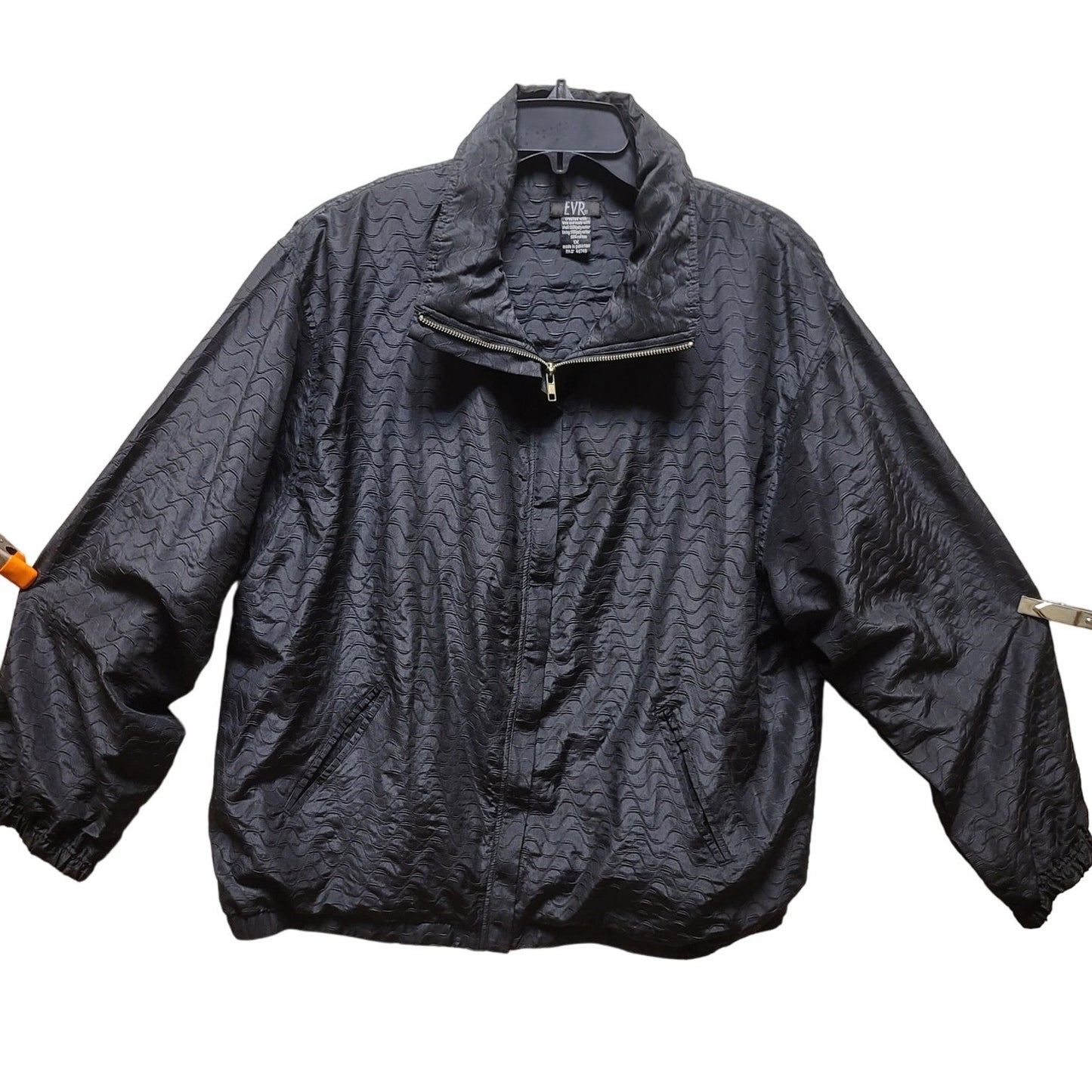 EVR tracksuit jacket full zip VINTAGE XL Gray lined shoulder pads textured zip