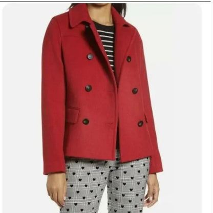 Halogen X Atlantic-Pacific Short Double wool double Breasted Coat xl NEW