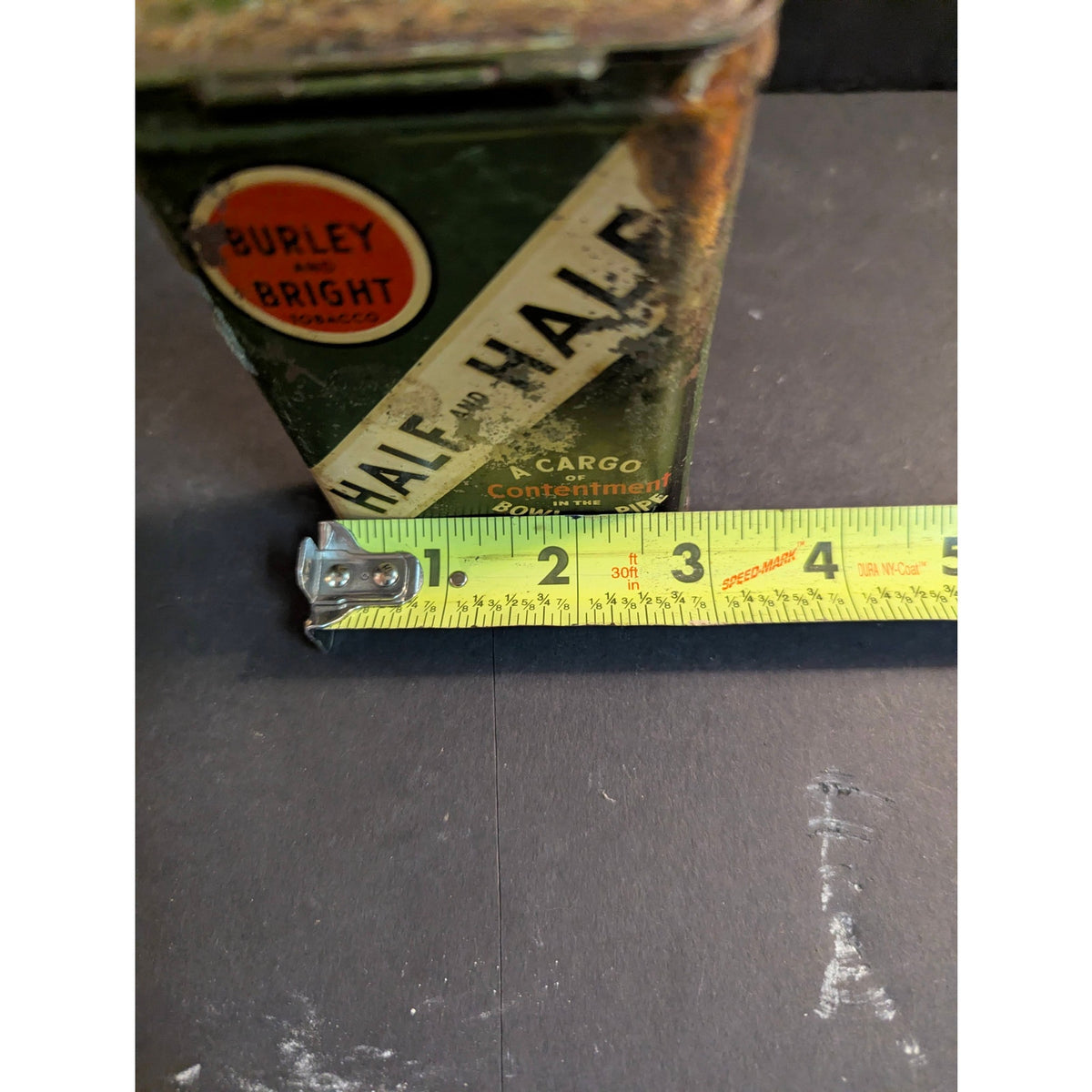Vintage Half and Half Tobacco Pocket Tin Empty Flip Lid container Man Cave Prop