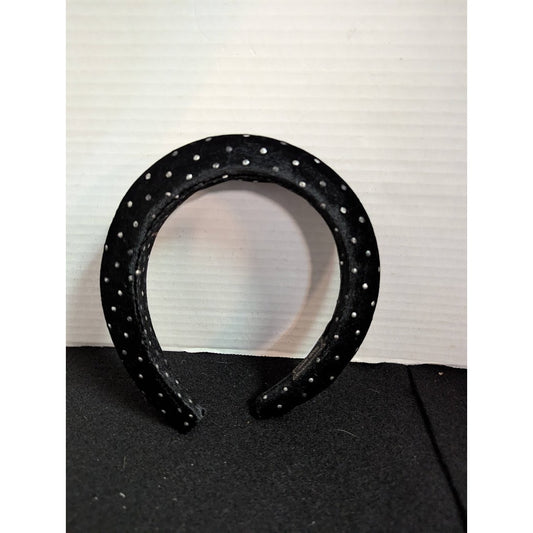 Set of 2 headband soft velvet hair accessories womens black knot polka dot