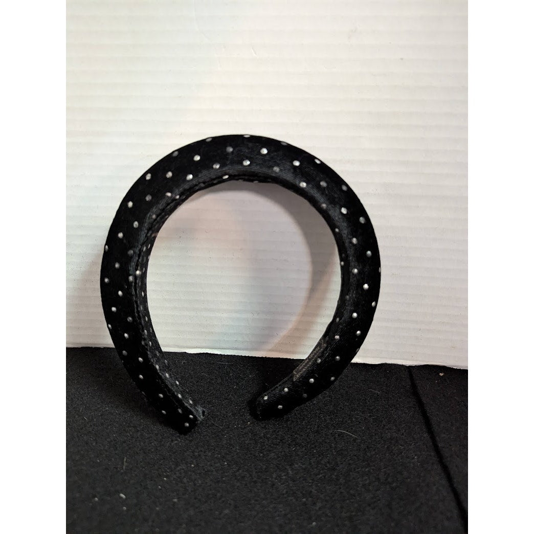 Set of 2 headband soft velvet hair accessories womens black knot polka dot
