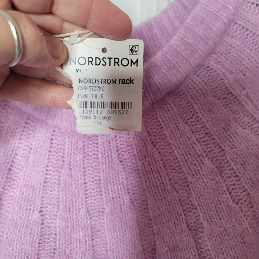 NEW Caslon Size XL Crew Neck Pink Tulle Knit Pullover Sweater
