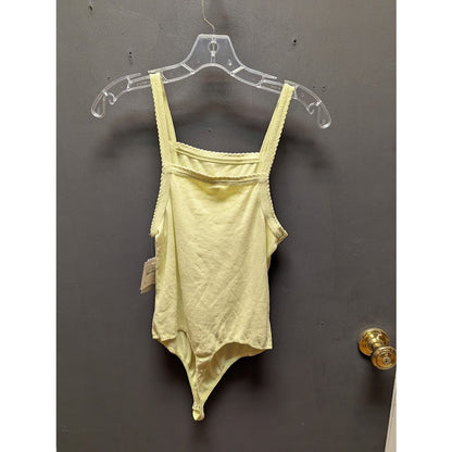 BP. Women's MEDIUM Square Neck Sleeveless Thong Bodysuit Green Luminary ribbed