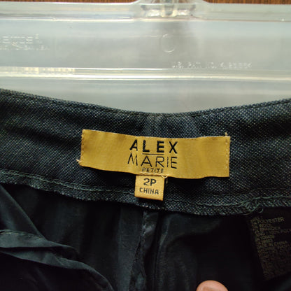 Alex Marie Classic Flat Front No Pockets Gray dress slacks Pants Career 4 Petite