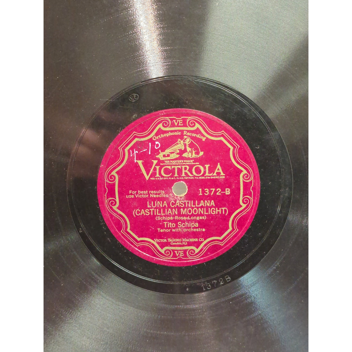 Vintage 78 Record LP Album Disc Shellac Vinyl Tito Schipa 1372 Renowne ...