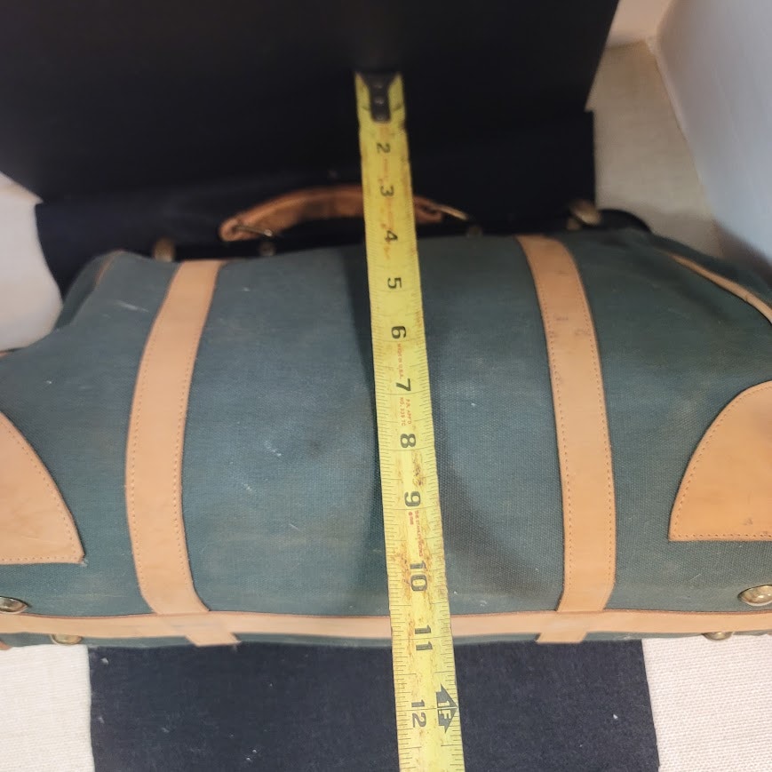 Vintage Angus Teal Green Canvas Leather Doctor Bag Tool CarryAll Travel Satchel