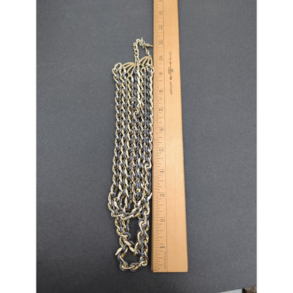 Vintage Sarah Coventry Multi-Strand Gold-Tone & Faux Leather Mixed Link Necklace