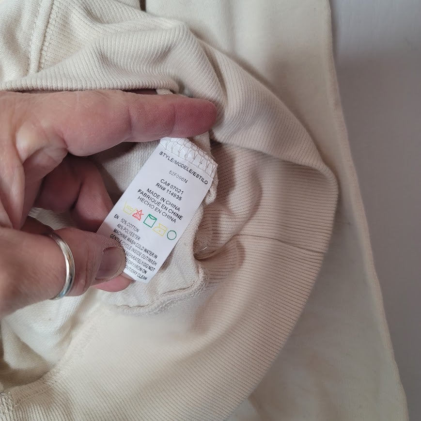RDI Almond Milk Size XS Plain Sweatshirt Long Sleeve Ribbed Cuff Waist NEW