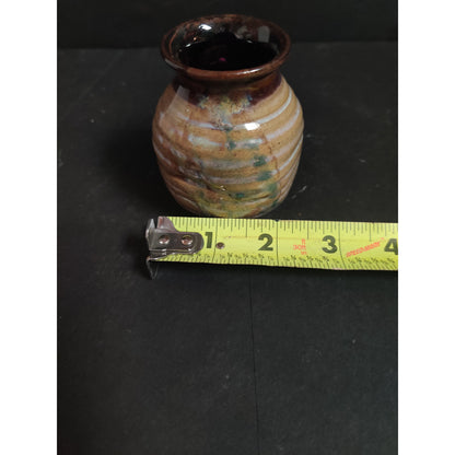 Vintage 3" Signed Studio Art Pottery Miniature Vase Handcrafted Small Ceramic