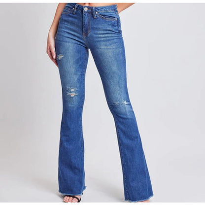 YMI Women's Junior Wannabettabut High Rise Super Flare Denim Jeans Size 1/25 NEW