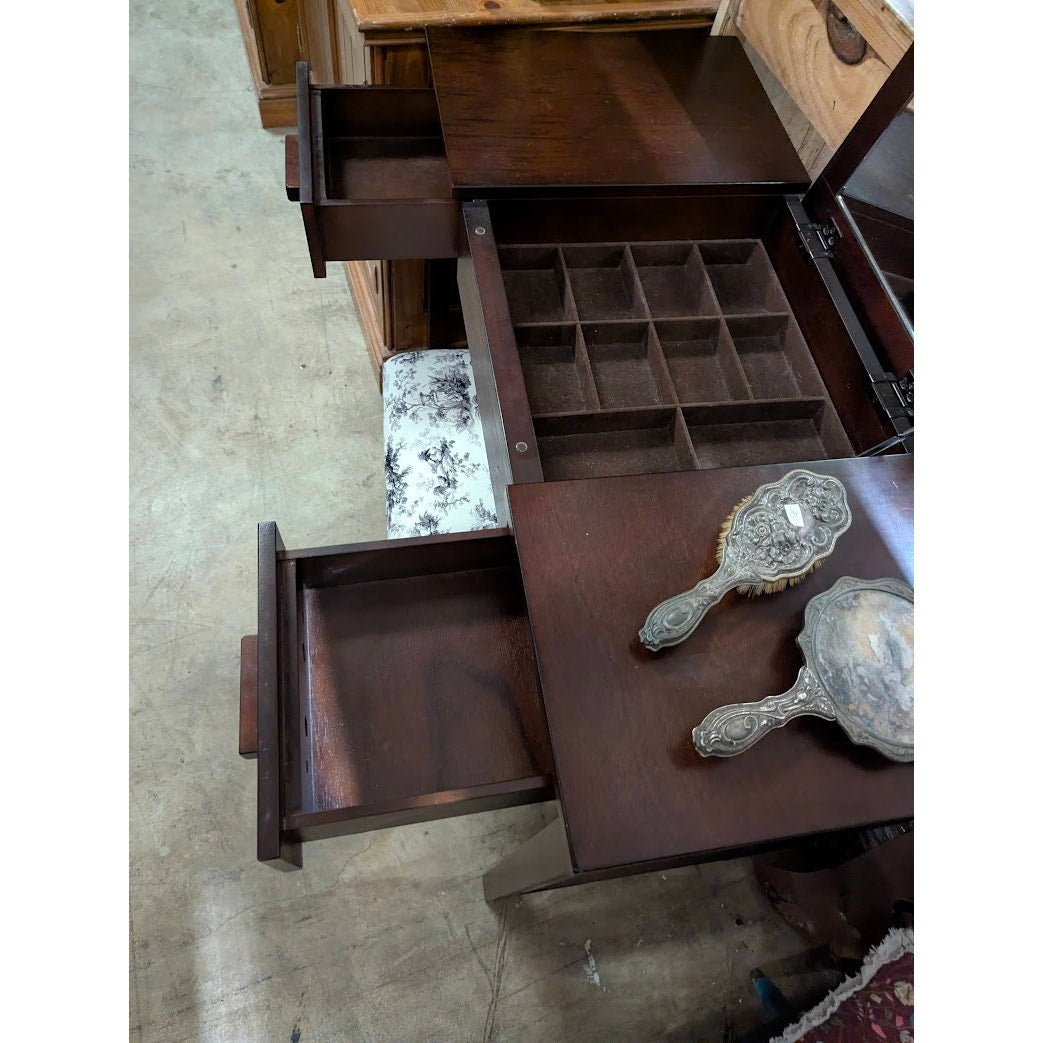 Secondhand Sandies: Vanity with pop up mirror and stool MAKEUP TABLE