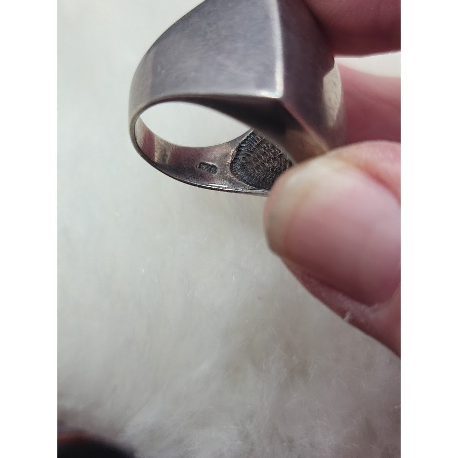 Vintage Modernist Sterling Silver Convex Shield Statement Ring Size 9
