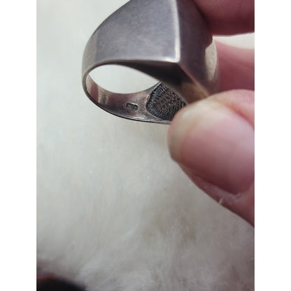 Vintage Modernist Sterling Silver Convex Shield Statement Ring Size 9