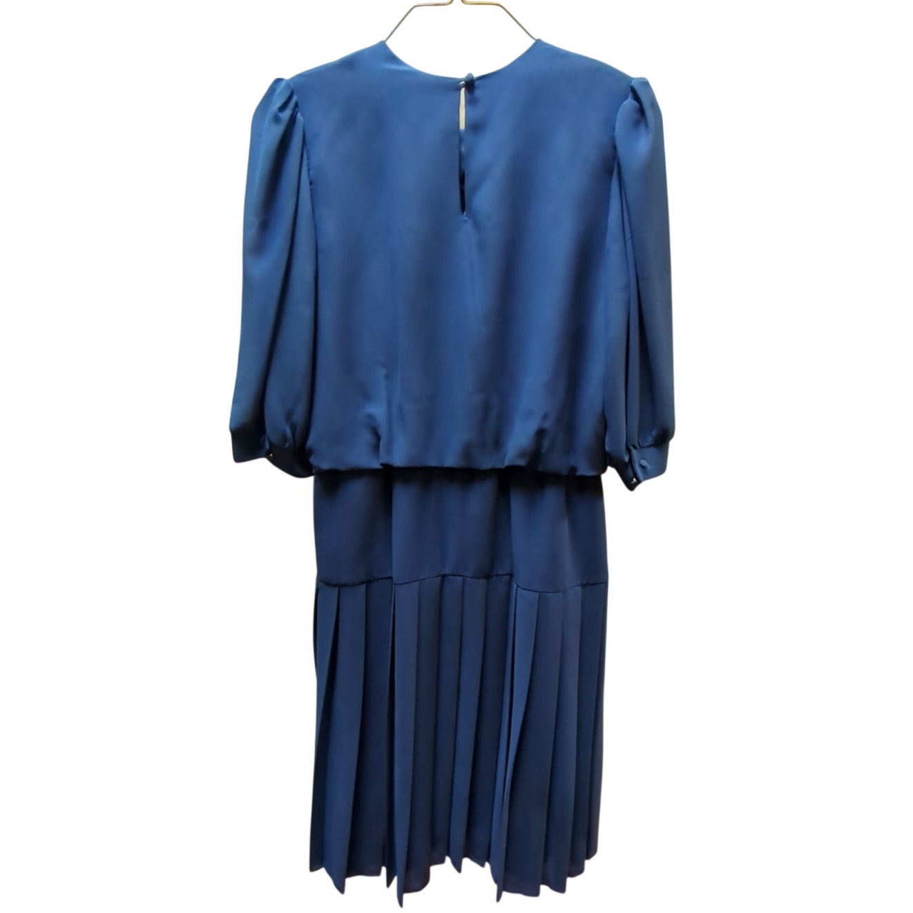 Vintage Simon Sez Royal Blue Pleated Blouse & Skirt Dress Set 15/16 Y2K 80s 90s