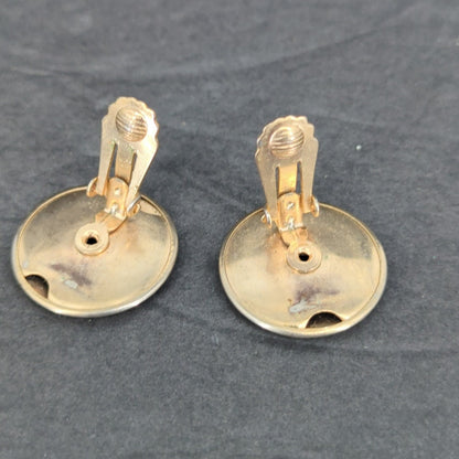 Vintage Gold Tone Minimalist Smooth Curved Half Hoop Clip On Earrings Retro