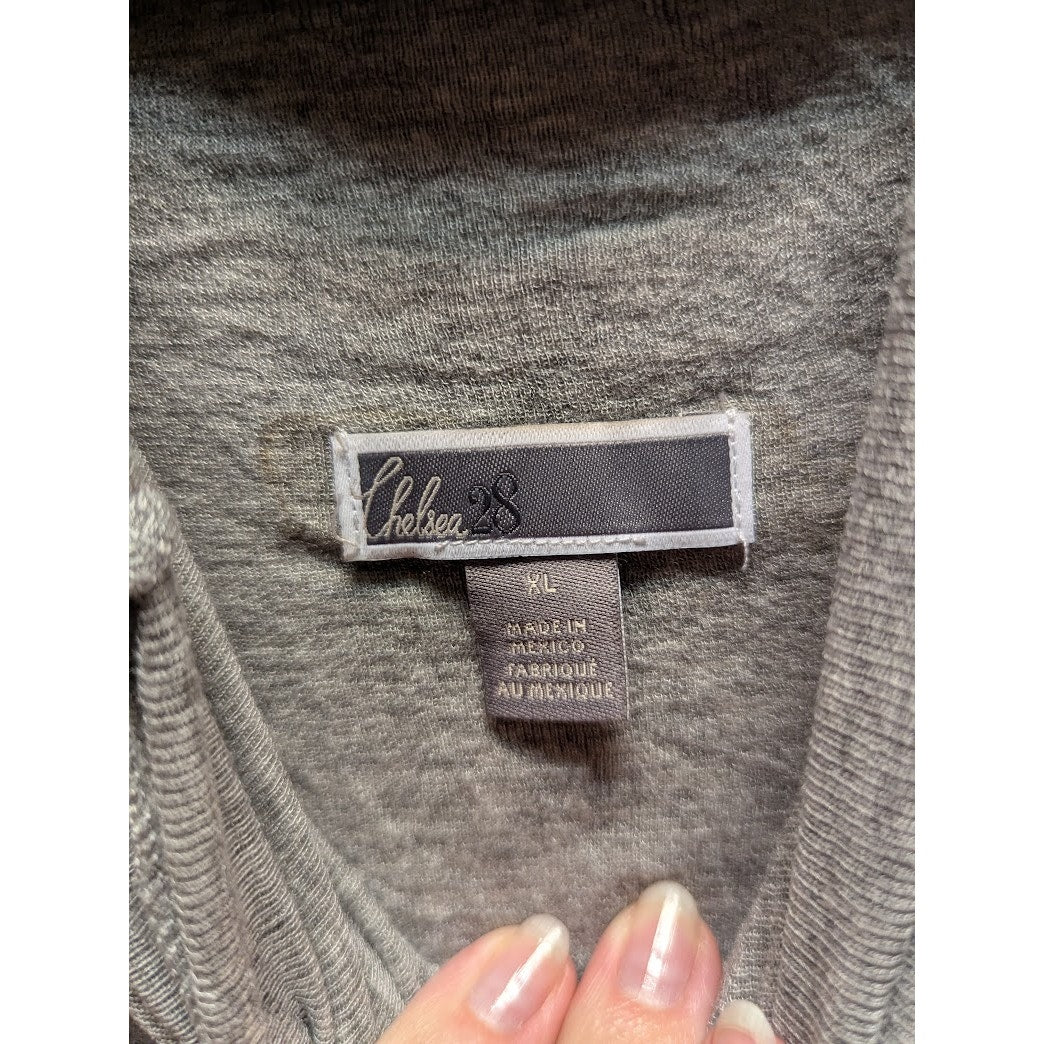 CHELSEA28 Grey layering turtleneck lettuce trim long sleeve Size XL Sweater
