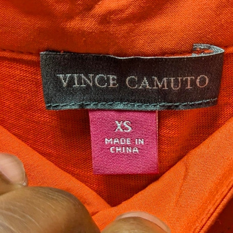 Vince Camuto Burnt Orange Square Neck Flutter Sleeve Blouse Top XS Casual Y2K