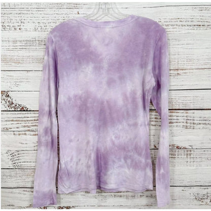 Sundry Purple and White Tie Dye Long Sleeve T-Shirt, NWT, Small, MSRP $79