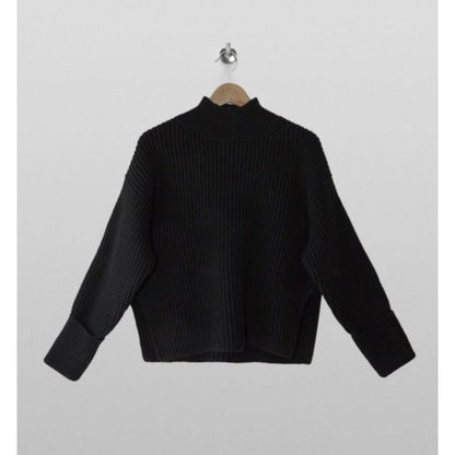 Women's Topshop Mock Neck Crop Sweater Size Medium Black High Low NEW chunky