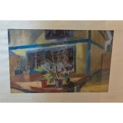 Original MCM Expressionist Pastel Painting Interior Still Life Signed J Gallwood