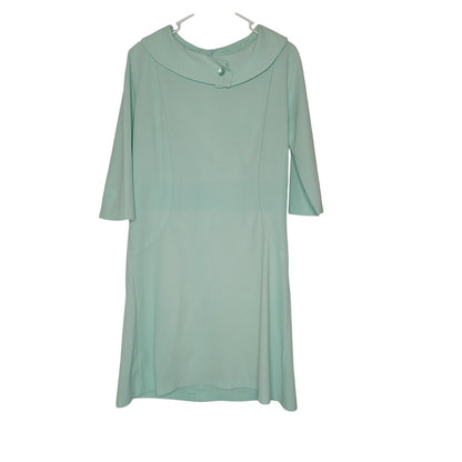 Vintage Baby Blue 60's dress 3/4 sleeve Stains Large/XL Circle collar