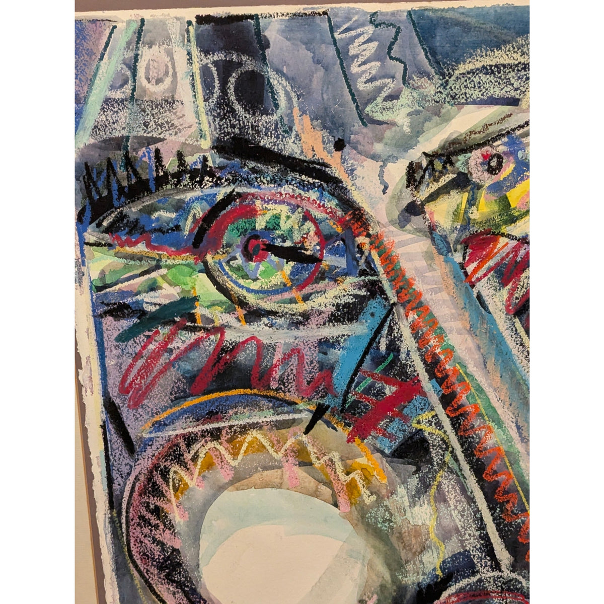 Mark Vranesh Original Abstract '91 Neo-Brutalist Face 30" x 22 Fusion Watercolor