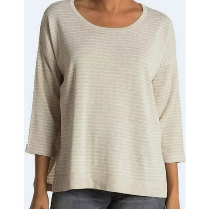 NWT Heartloom Pullover Scoop Neck Striped Sweater Sz XS/Extra Small in Oat