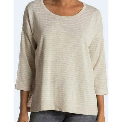 NWT Heartloom Pullover Scoop Neck Striped Sweater Sz XS/Extra Small in Oat