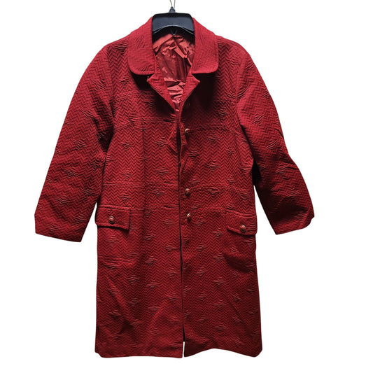 Vintage Roberta Lee LargeXL Burgundy Coat Polyester Textured Button Long Sleeve