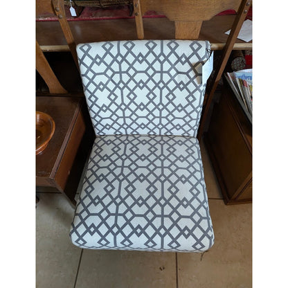 Secondhand Sandies: Pair of armless occasional chairs gray and ivory