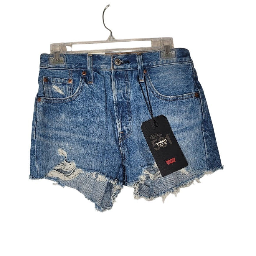 NEW Levis 501 Blue Jean Cut off Ripped Destroyed High Rise Shorts Size 25