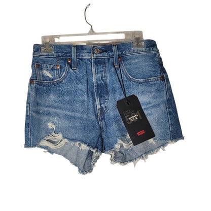 NEW Levis 501 Blue Jean Cut off Ripped Destroyed High Rise Shorts Size 25