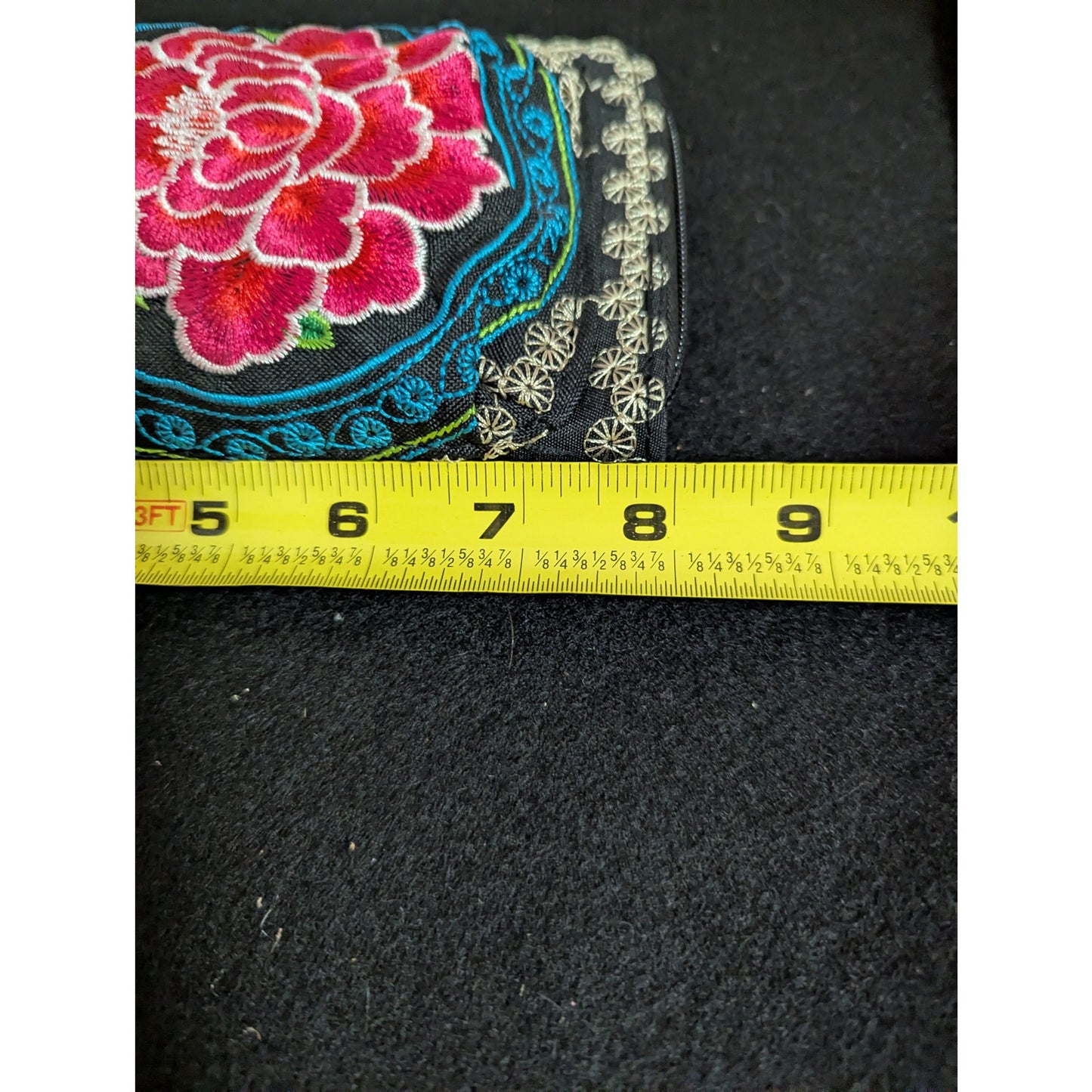 Vintage Boho Embroidered Floral Crossbody Wallet Phone Case Purse Bag Small